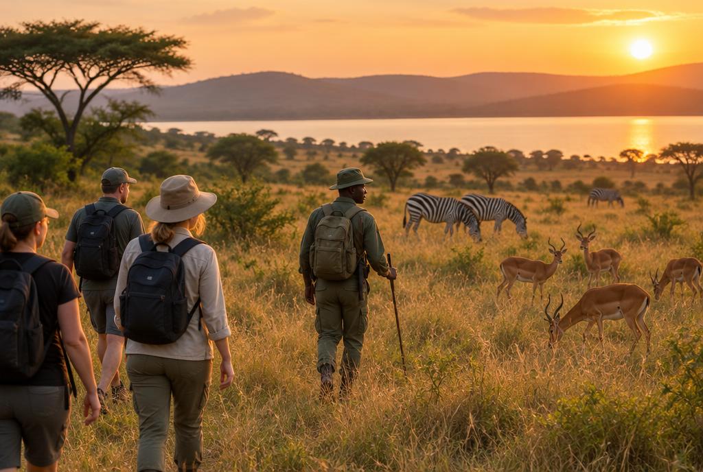 Safari a pie en Lake Mburo con cebras e impalas